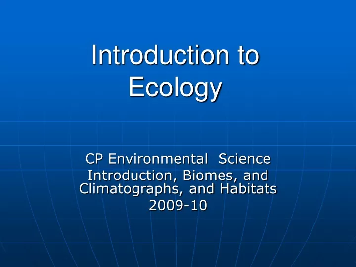 introduction to ecology