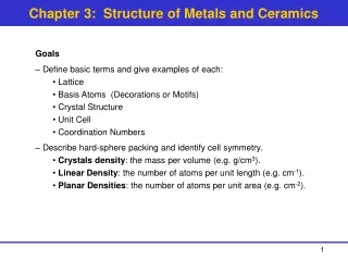 Chapter 3:  Structure of Metals and Ceramics