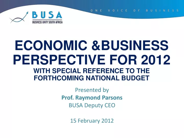 economic business perspective for 2012 with