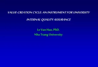 VALUE-CREATION CYCLE: AN INSTRUMENT FOR UNIVERSITY INTERNAL QUALITY ASSURANCE  Le Van Hao, PhD.