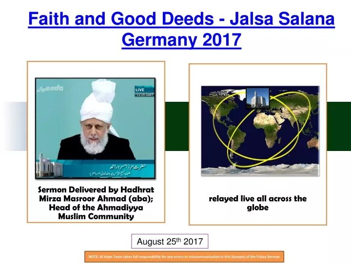 faith and good deeds jalsa salana germany 2017