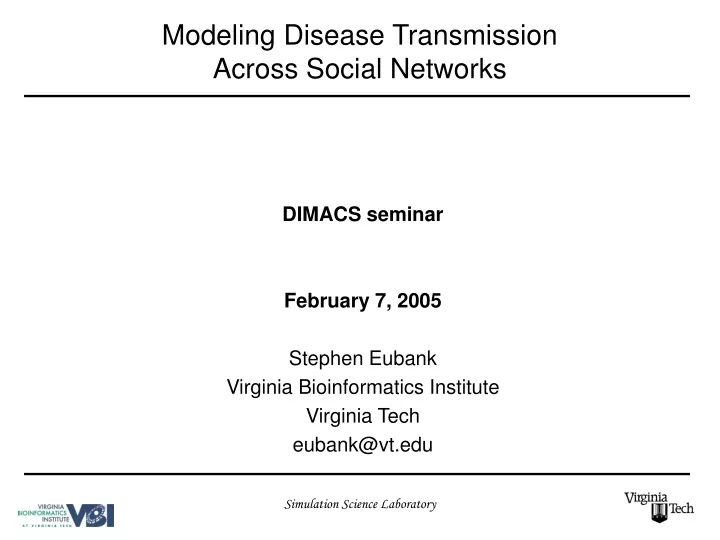 modeling disease transmission across social networks
