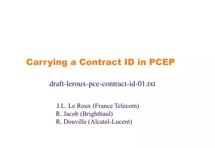 carrying a contract id in pcep draft leroux