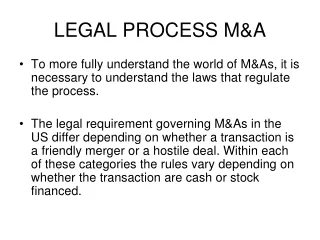 LEGAL PROCESS M&amp;A