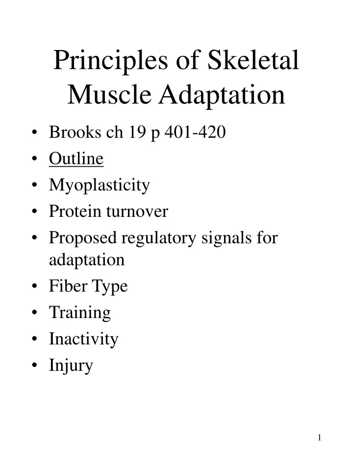 principles of skeletal muscle adaptation