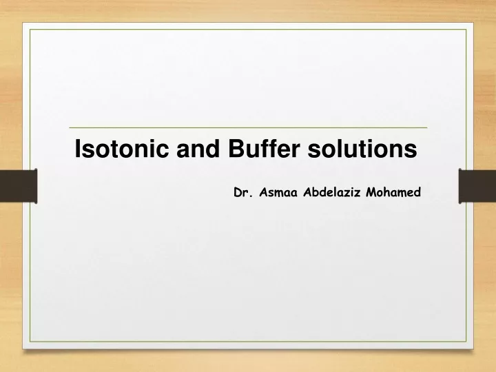 isotonic and buffer solutions