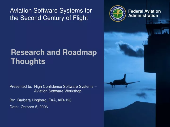 aviation software systems for the second century of flight