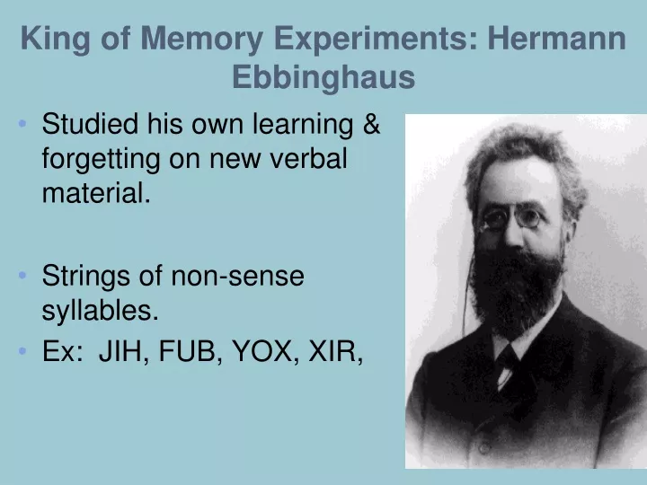 king of memory experiments hermann ebbinghaus