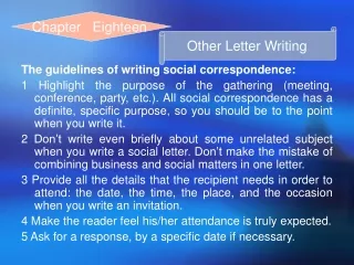 The guidelines of writing social correspondence: