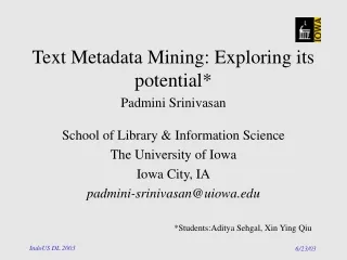 Text Metadata Mining: Exploring its potential*