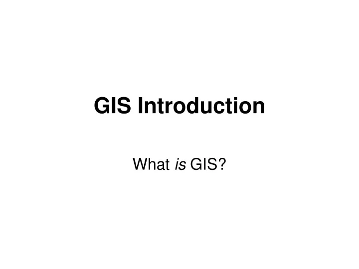 gis introduction