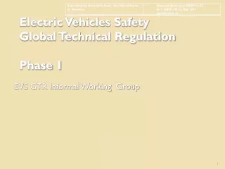 Electric Vehicles Safety Global Technical Regulation Phase 1