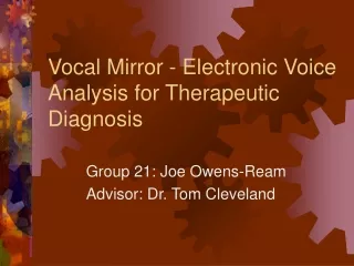 Vocal Mirror - Electronic Voice Analysis for Therapeutic Diagnosis