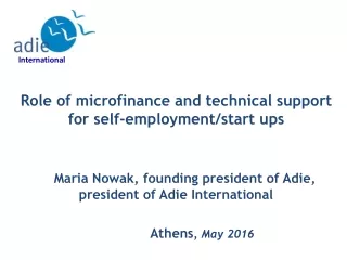 Role of microfinance and technical support for self-employment/start ups