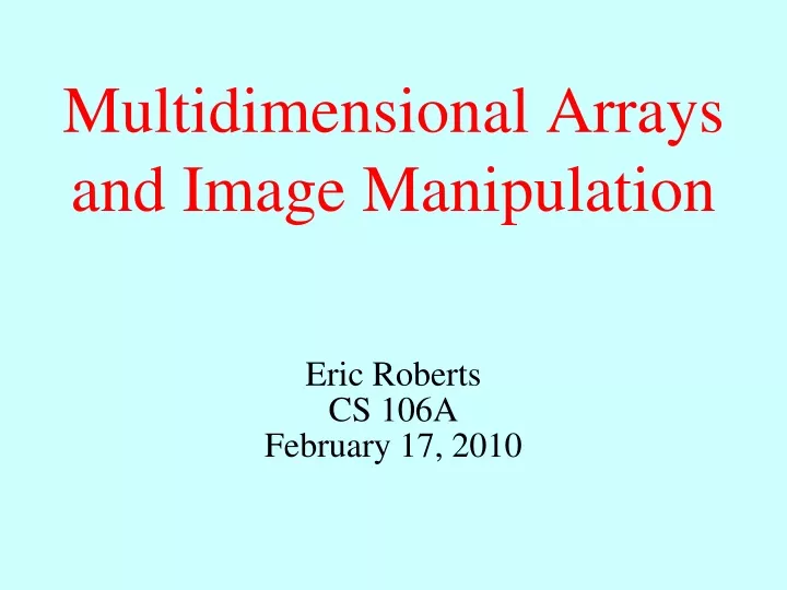 multidimensional arrays and image manipulation