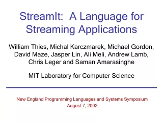 StreamIt:  A Language for Streaming Applications