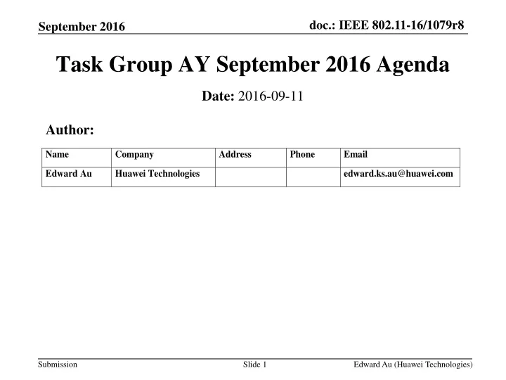 task group ay september 2016 agenda