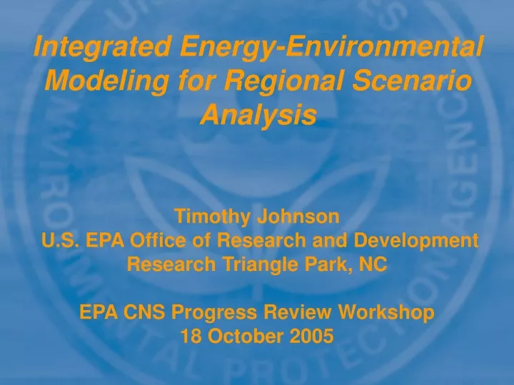 integrated energy environmental modeling for regional scenario analysis