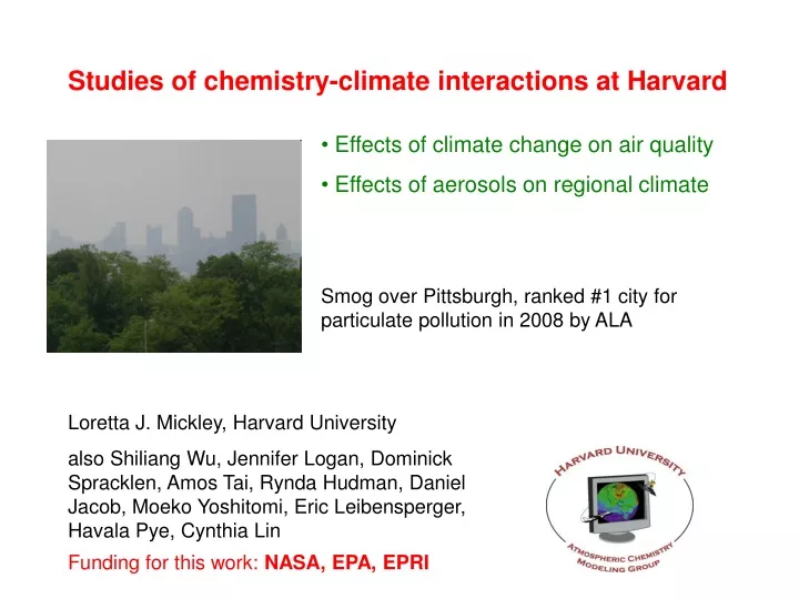 studies of chemistry climate interactions