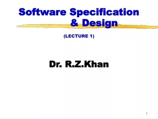 Software Specification             &amp; Design  (LECTURE 1)