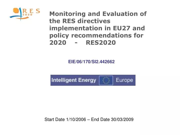 monitoring and evaluation of the res directives