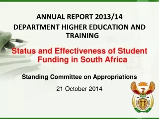 ANNUAL REPORT 2013/14 DEPARTMENT HIGHER EDUCATION AND TRAINING