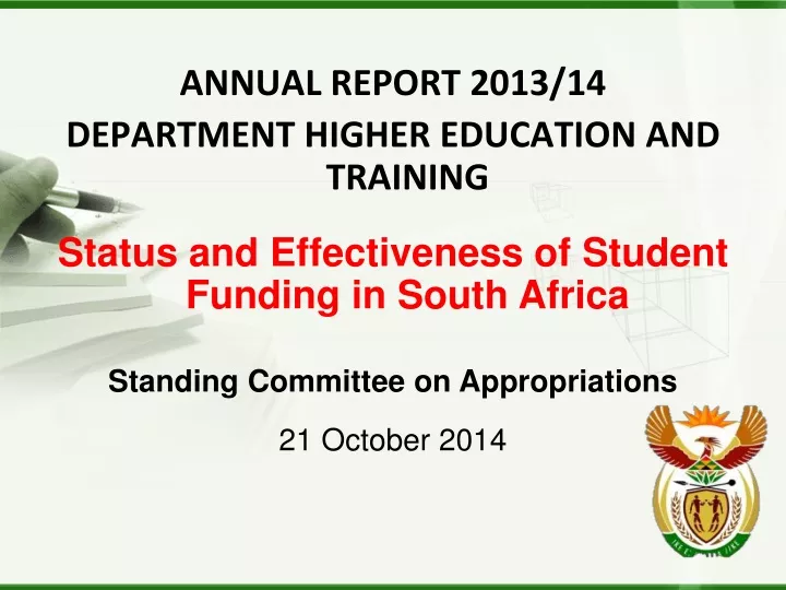 annual report 2013 14 department higher education