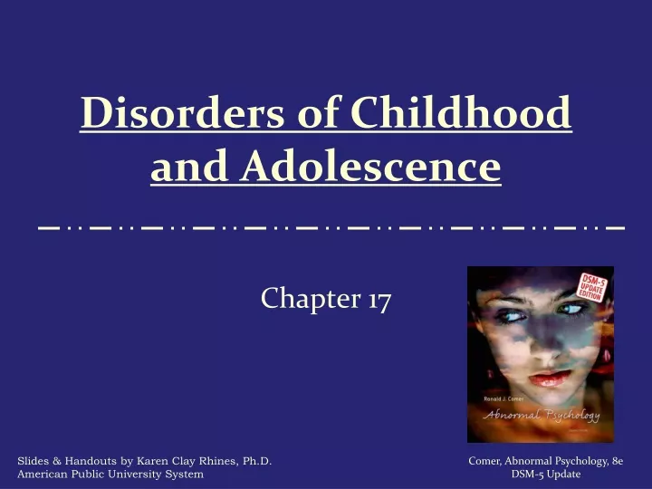 disorders of childhood and adolescence