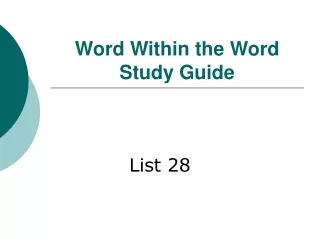Word Within the Word Study Guide