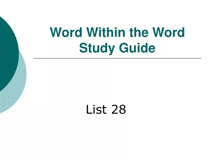word within the word study guide