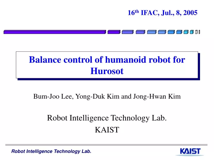 bum joo lee yong duk kim and jong hwan kim robot intelligence technology lab kaist