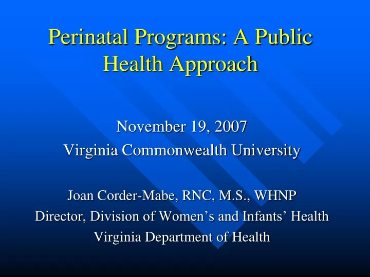 perinatal programs a public health approach