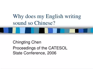 Why does my English writing sound so Chinese?