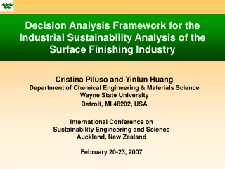 Cristina Piluso and Yinlun Huang Department of Chemical Engineering &amp; Materials Science