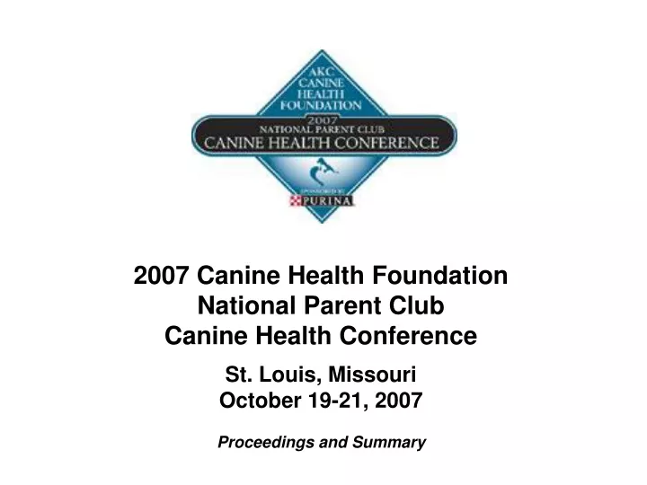 2007 canine health foundation national parent