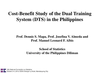 Cost-Benefit Study of the Dual Training System (DTS) in the Philippines