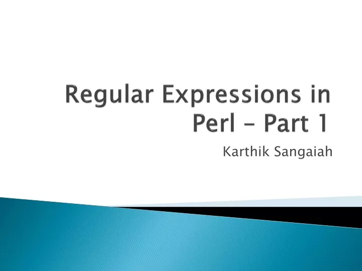 regular expressions in perl part 1