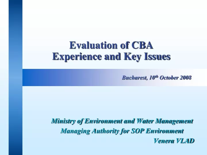 evaluation of cba experience and key issues