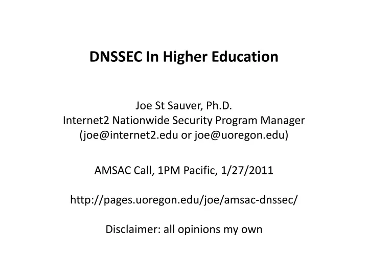 dnssec in higher education