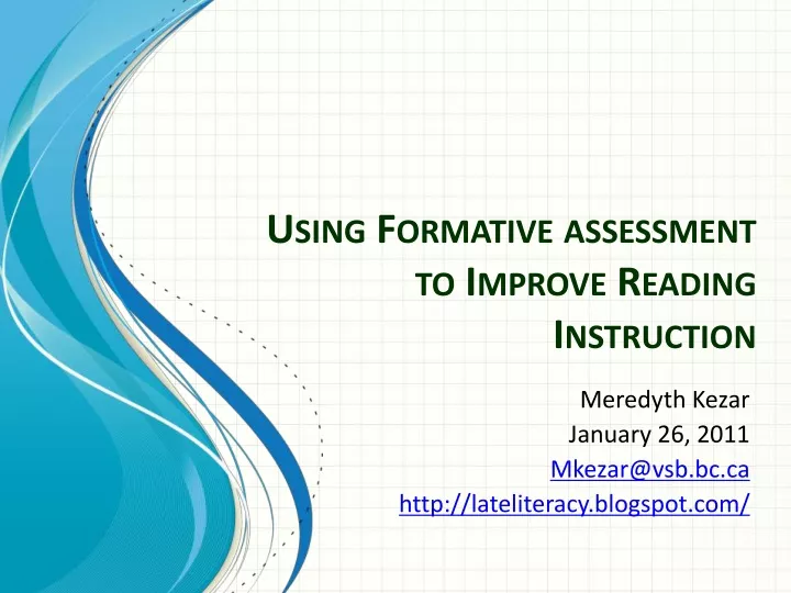 using formative assessment to improve reading instruction