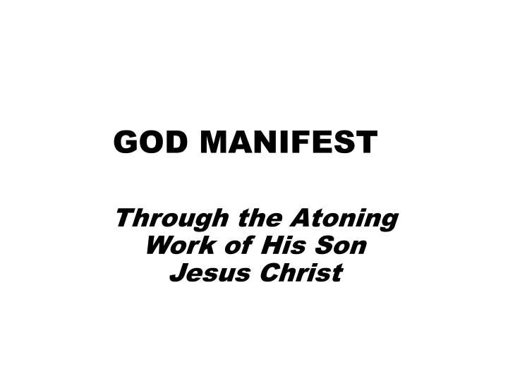 god manifest