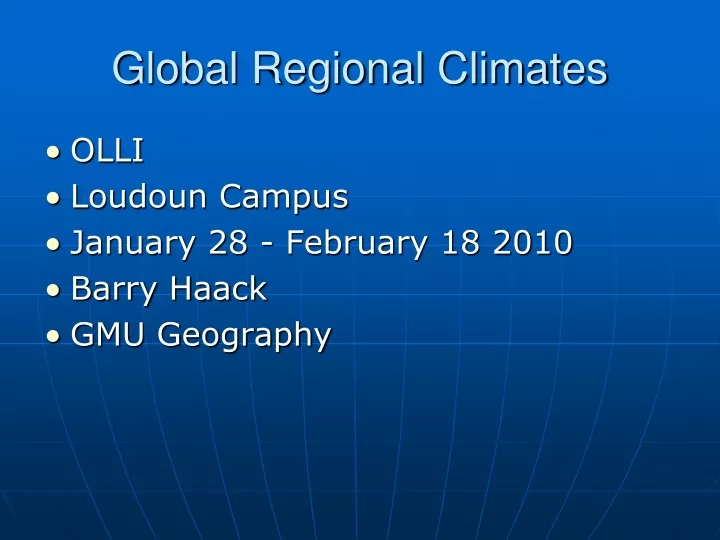 global regional climates
