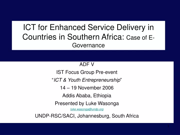 ict for enhanced service delivery in countries in southern africa case of e governance