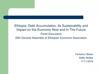 Ethiopia: Debt  Accumulation, Its Sustainability and Impact on  the  Economy Now and In The Future