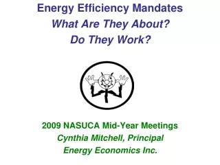 Energy Efficiency Mandates  What Are They About? Do They Work? 2009 NASUCA Mid-Year Meetings