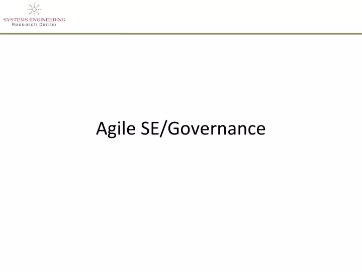agile se governance