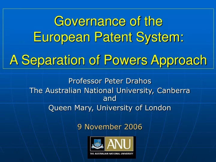 governance of the european patent system a separation of powers approach