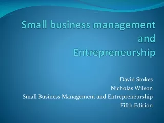 Small business management and Entrepreneurship