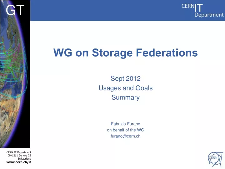 wg on storage federations