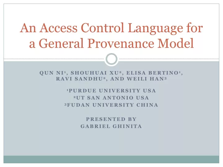an access control language for a general provenance model